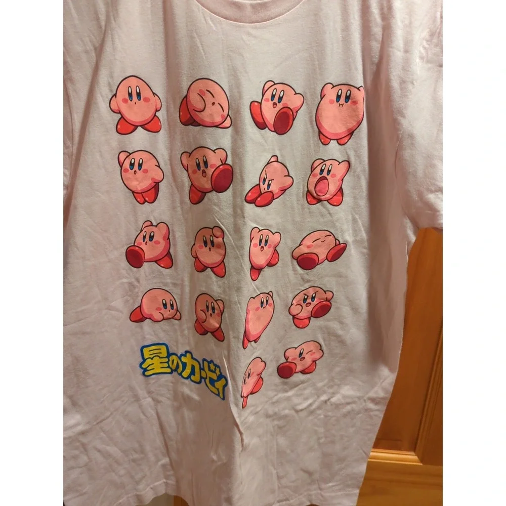 Kirby‎ Mens Pink Size Large Expressions Of Kirby Grid Design T-Shirt